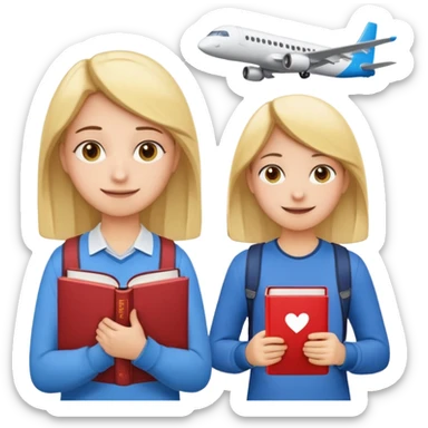 

Left: a stressed, sad student preparing for IELTS, holding books and coffee, tired face, exam stress.

Right: a happy confident student after IELTS, traveling abroad, airplane, university, freedom, smiling.

Style: emoji, clean, simple, white background. sticker