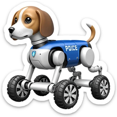 Boston dynamics police robotic beagle dog with off-road wheels  sticker