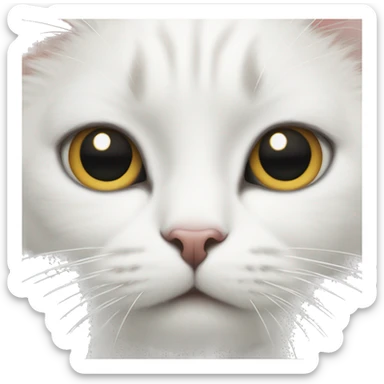 White cat with a black spot on nose sticker