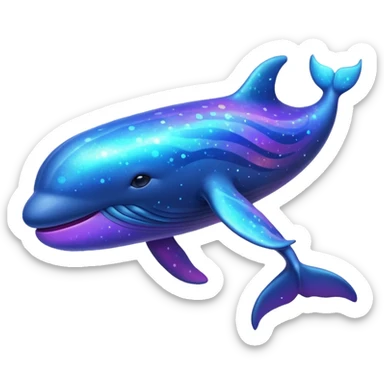 Create a single emoji of a Nebula Whale in full body, shown at a slight side angle in a natural, characteristic pose with cosmic patterns. stylized like an emoji, but clearly recognizable
 sticker
