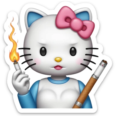 hello kitty with a blunt sticker