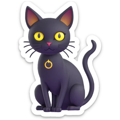 skinny black cat with yellow eyes sticker