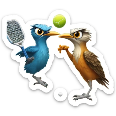 Roadrunner and owl playing pickleball sticker