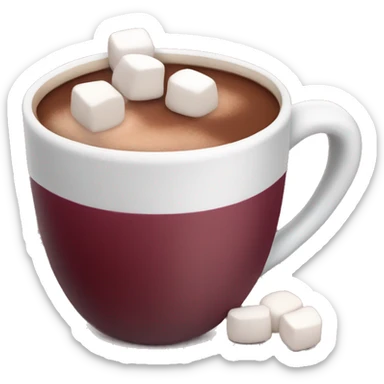 burgundy cup of hot cocoa with marshmallows  sticker