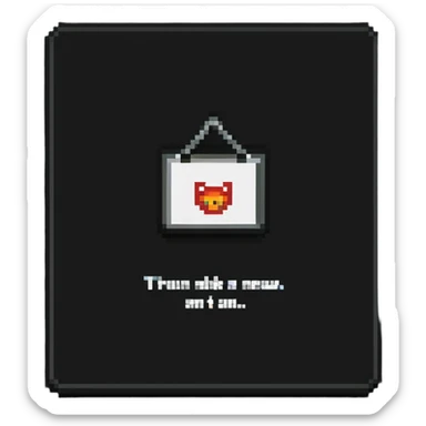 pixel art of a news website with a warning sign representing fake news sticker