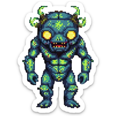 Comical radioactive mutant with glowing features sticker