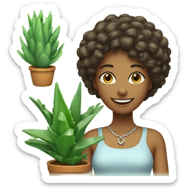 bella donna con pianta di aloe sticker