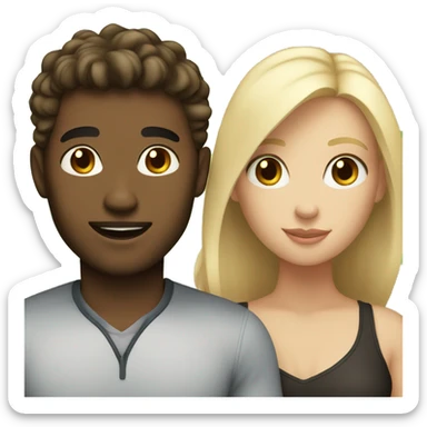 Fair skinned woman with dark brown hair and her fair skinned blonde boyfriend  sticker