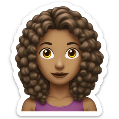Rulos pelo largo mujer castaña sticker