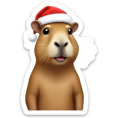 Capybara with a Santa hat sticker