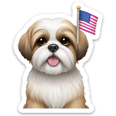 Shih tzu holding pride flag  sticker