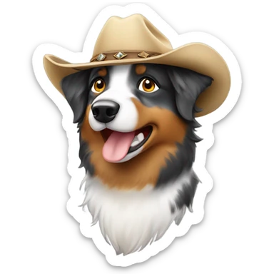 Australian Shepherd wearing a cowboy hat sticker