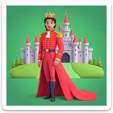 prince in red dress, royal castle background sticker