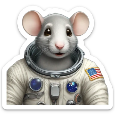 astronaut old rat realistic sticker
