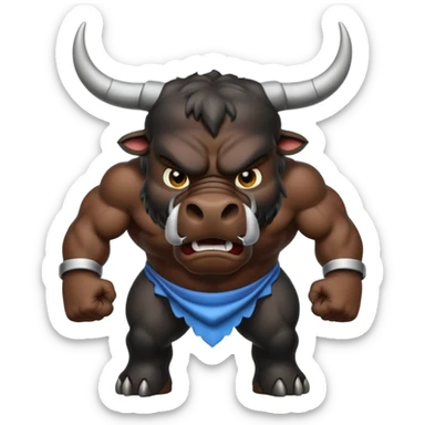 Emoji of an angry black powerful bull with steam coming out of its nose sticker