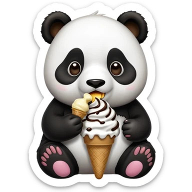 Panda eating ice cream sticker