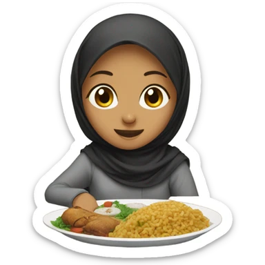 A muslim girl eating ramdan food sticker