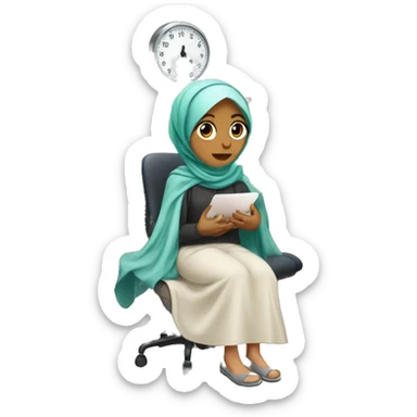 Hijabi girl sick with stomach cramps in doctors office  sticker