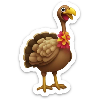 turkey wearing a hula skirt on a beach  sticker