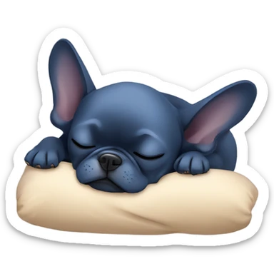 dark blue french bulldog sleeping with zzz text sticker