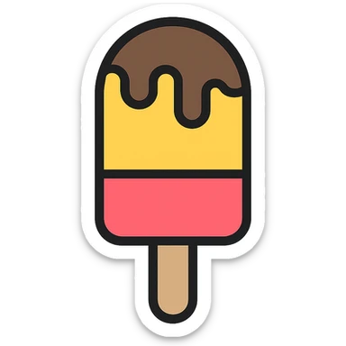 ice cream, flat color icon style, bold colors, minimal shading, clear silhouette, modern look sticker