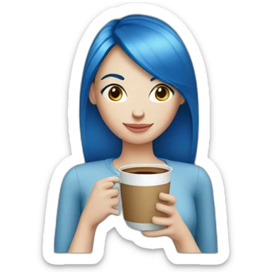 Ginger straight hair and blue eyes woman drinking a coffee  sticker