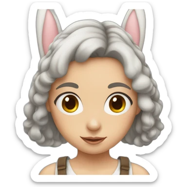 European girl with bunny ears sticker