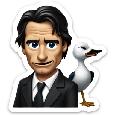 Donald Duck dressed as Patrick Bateman American Psycho movie portrat sticker