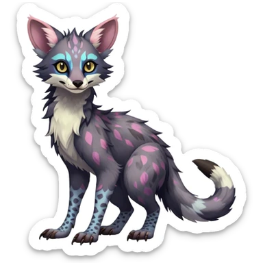 Feral Rare Fantasy dark pastel Vernid-Sergal-Genet-Trico-species by LiLaiRa, random markings, tufted ears, full body sticker