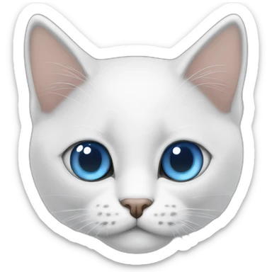 gato branco de olho azul e vesgo sticker