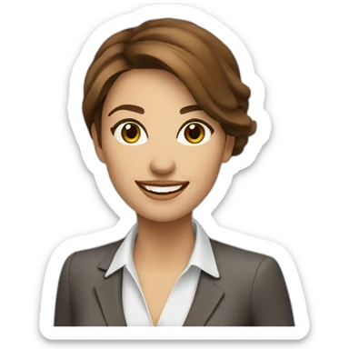italian woman in business dress brown hair smiling sticker