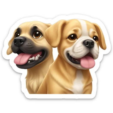 golden retriever and french bulldog  sticker