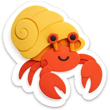 colorful and playful hermit crab in paper-craft style sticker