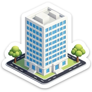 white realistic isometric building low poly sticker