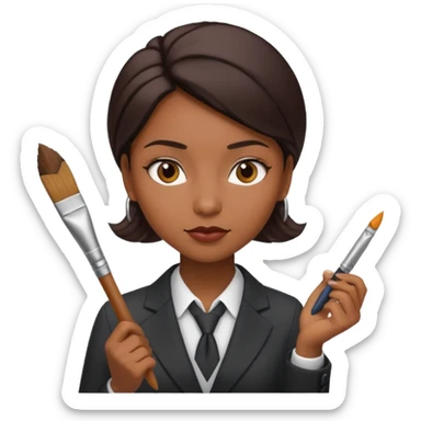 business woman painting sticker