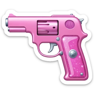 Pink glitter gun sticker