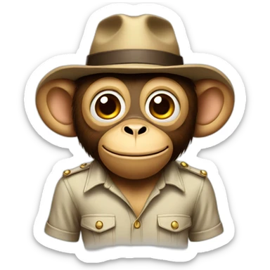 Monkey with hat glazzes a shirt and pants sticker