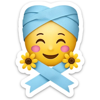 Cheerful get well soon emoji with flowers and a bandage sticker