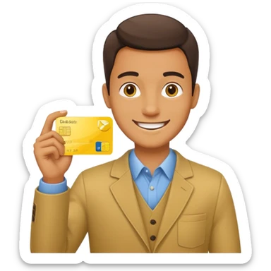 man with yellow debit card sticker