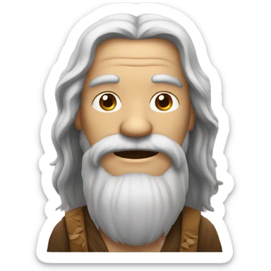 old hippie with long dark hair and a short beard no glasses sticker