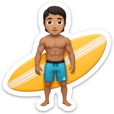 Dark haired muscular Mexican surfer sticker
