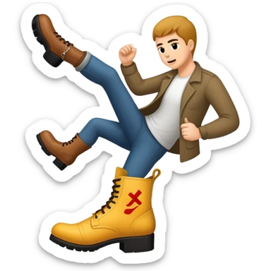 Boot kicking with a text "Get 2 Fuck" sticker