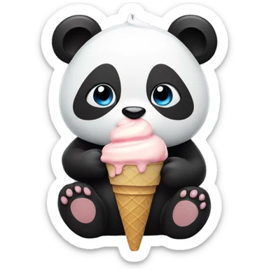Panda eating ice cream sticker