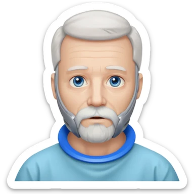 Older man with a full beard, a medical neck brace, and blue eyes. sticker