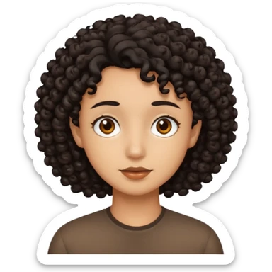 brown soft tone of skin, curly black hair, brown eyes sticker