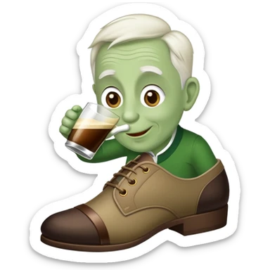 Old greg drinking baileys out of a shoe sticker