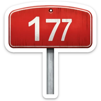 Représente moi une borne kilométrique rouge et blanche avec le chiffre 7. le bas est un rectangle blanc et le haut est en demi cercle rouge ayant la même largeur que le rectangle blanc. sticker