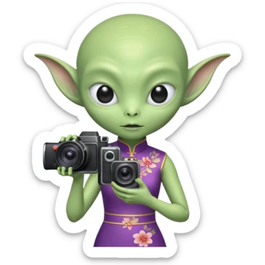 cheongsam ancient alien with camera sticker