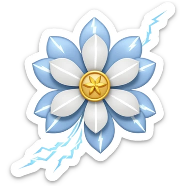 white sakura flower with a bow and lightning bolt pattern petals sticker