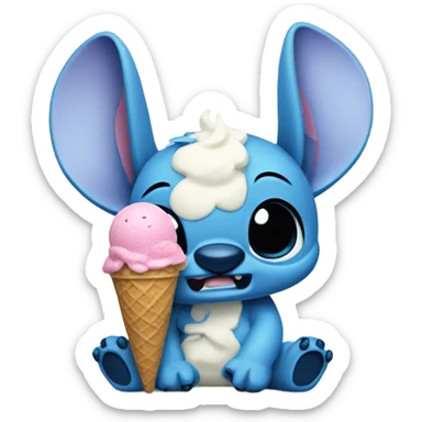 Stitch eating ice cream sticker
